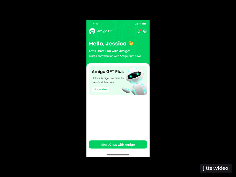 AI Chatbot GPT Mobile App UI Kit Figma Template - Amigo GPT - 1