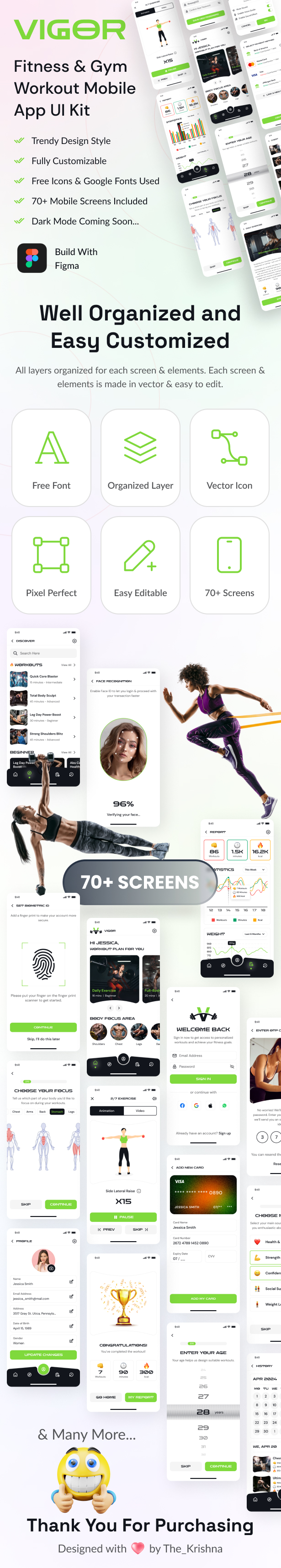 Fitness & Gym Workout Mobile App Figma UI Kit - Vigor Health - 2
