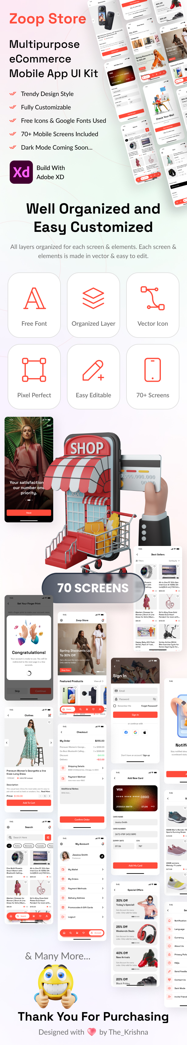 Multipurpose eCommerce Mobile App UI Kit XD Template - Zoopstore - 3