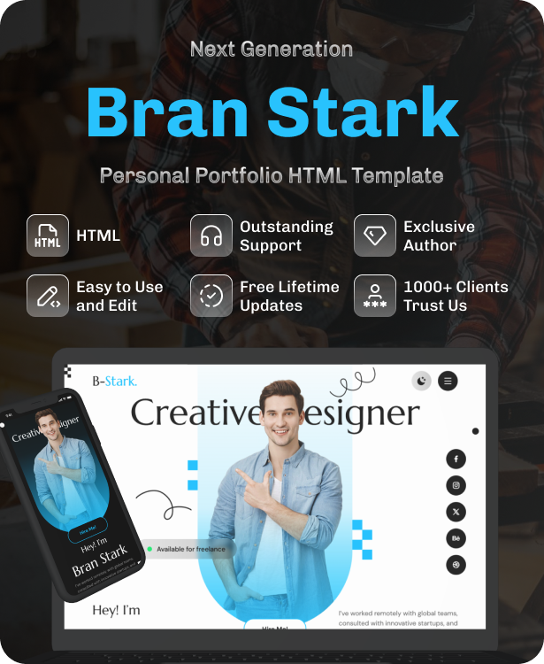 Personal Portfolio CV Resume HTML Template - Bstark - 1