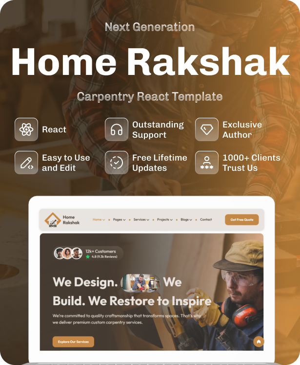 Carpentry Service React Template - Home Rakshak - 2
