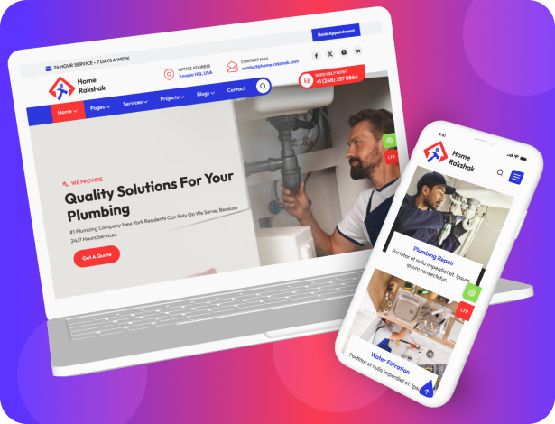 All In One Plumbing Repair Services HTML Template (LTR + RTL) - Home Rakshak