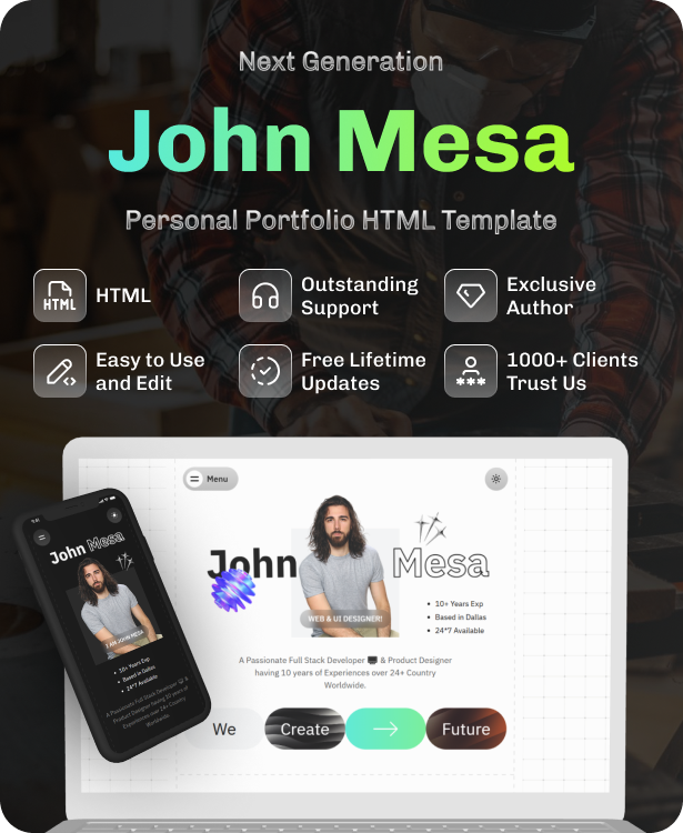 Personal Portfolio CV Resume HTML Template - John Mesa - 1