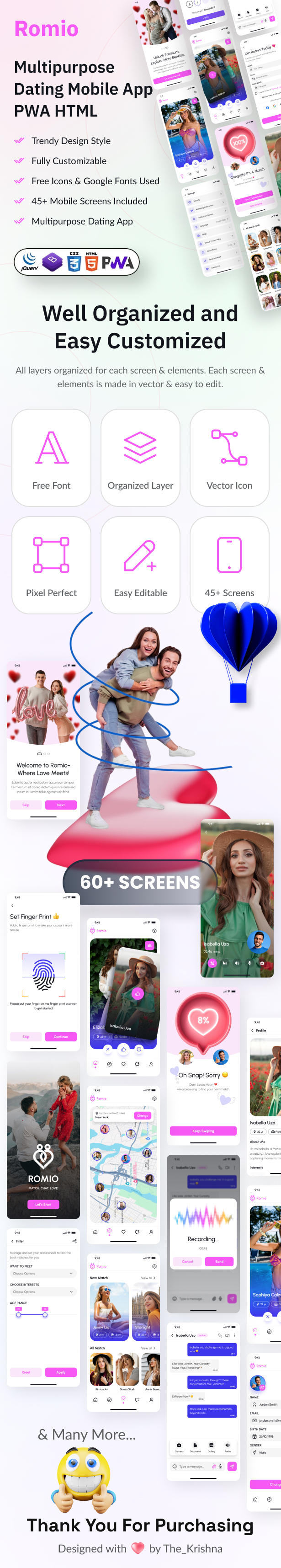 Multipurpose Dating Mobile App PWA HTML Template - Romio - 3